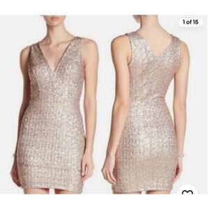 Dress The Population Sequin Mini Dress Size Small Sparkly Gold Party Cocktail